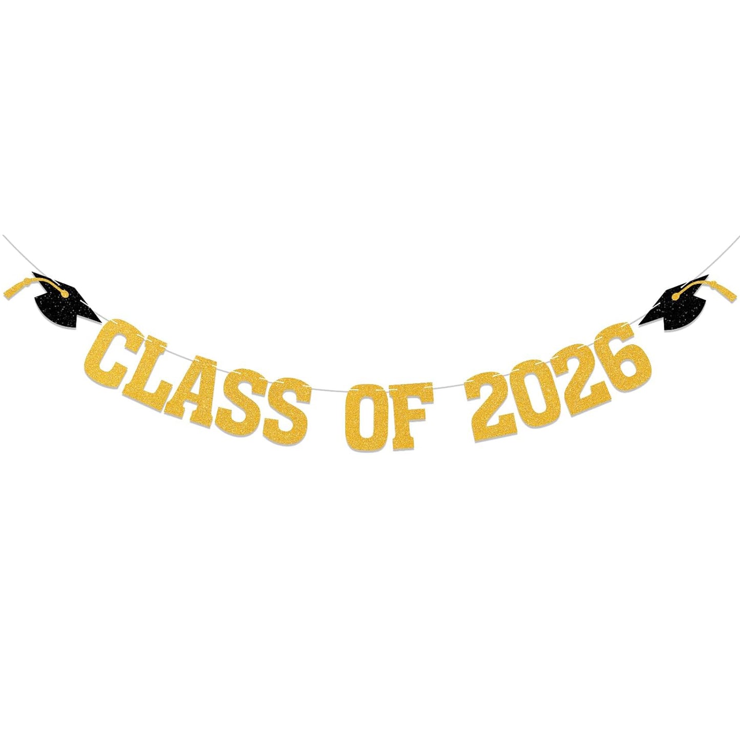 2026 Graduation Decorations - Gold Glitter Class of 2026 Banner